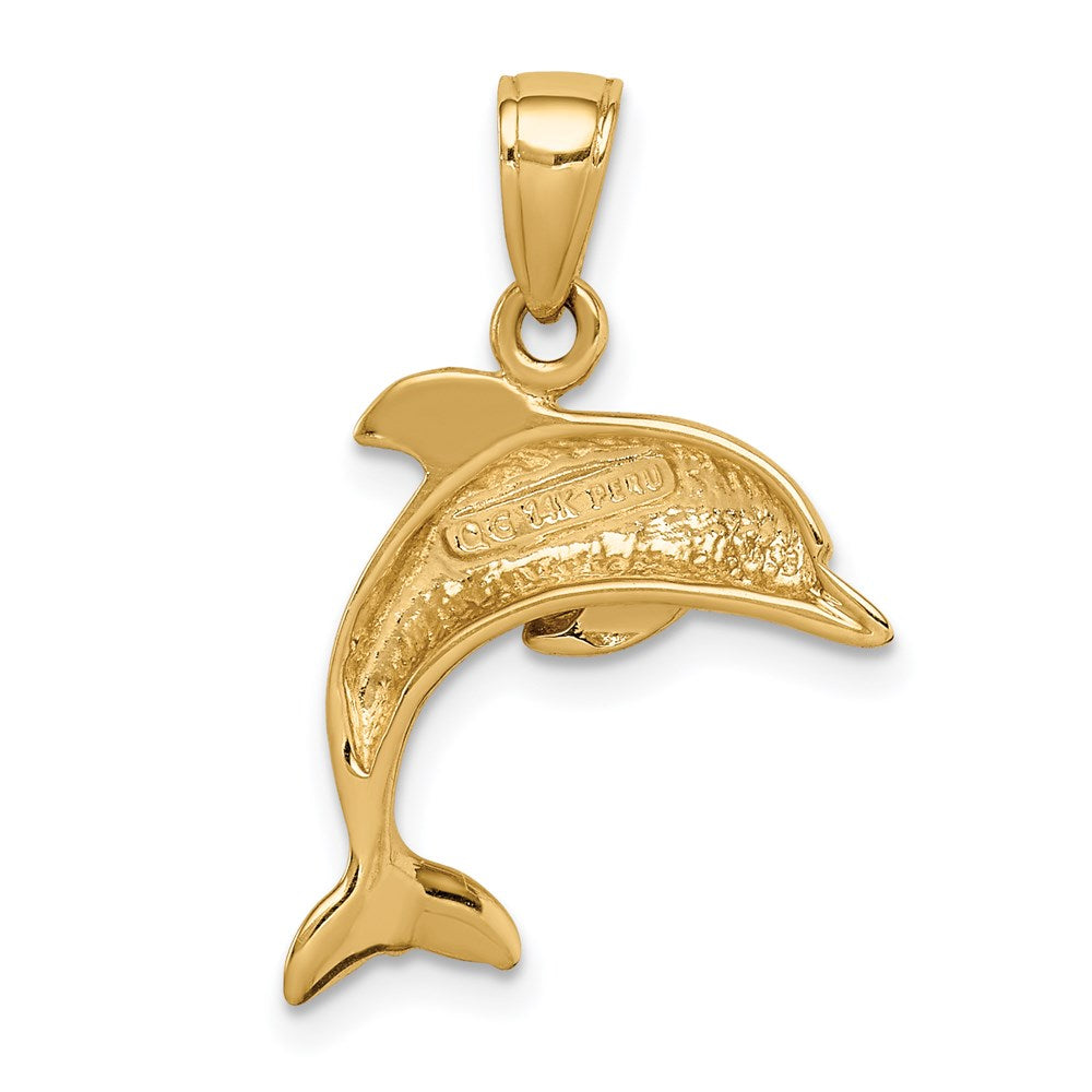 Million Charms 14K Yellow Gold Themed Jumping Dolphin Pendant