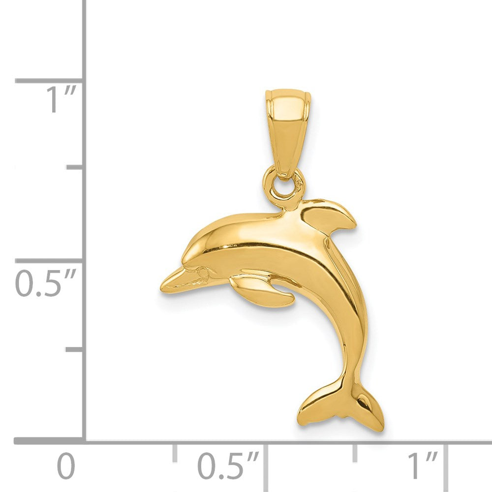 Million Charms 14K Yellow Gold Themed Jumping Dolphin Pendant