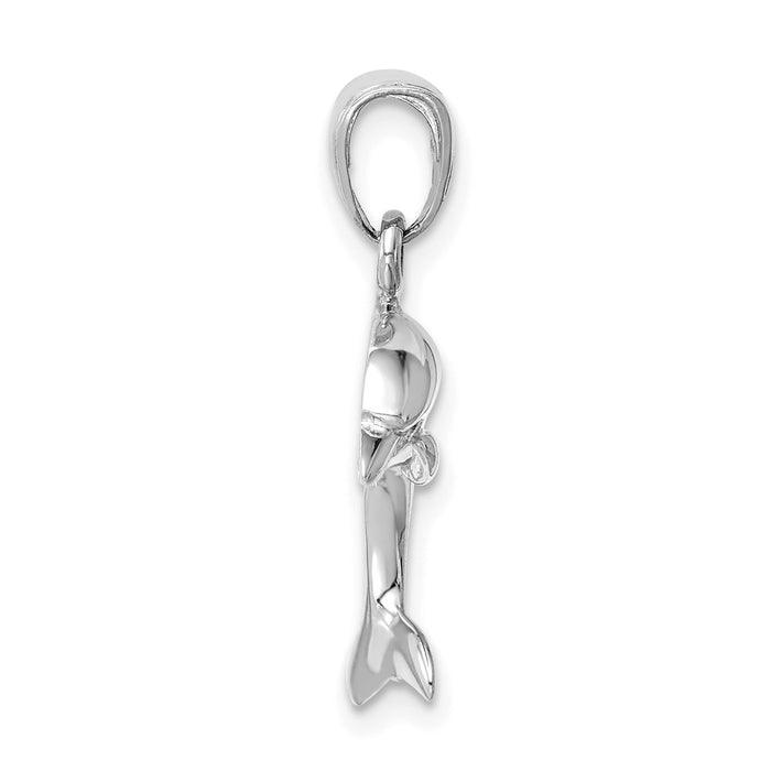 Million Charms 14K White Gold Themed Jumping Dolphin Pendant