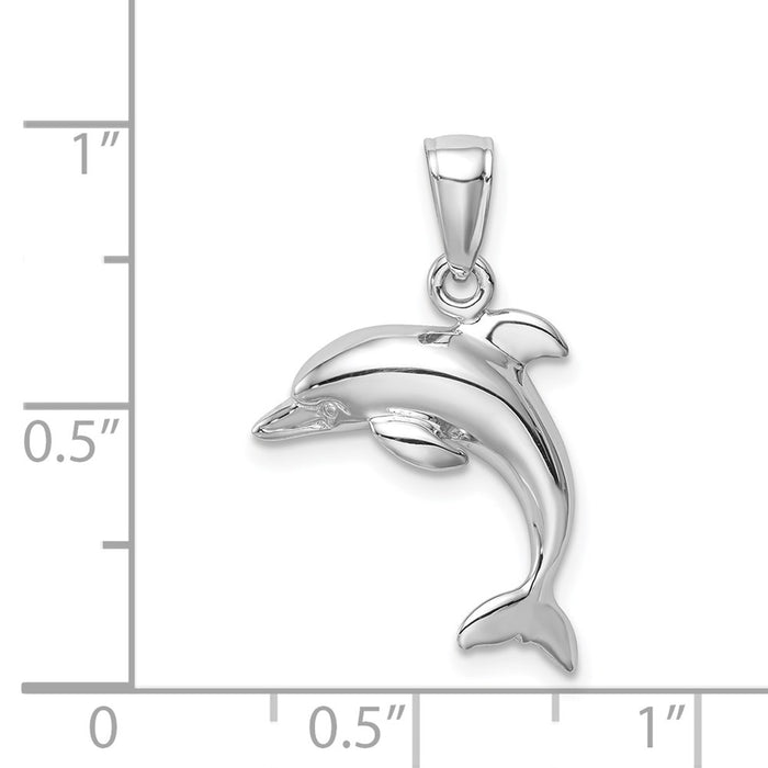 Million Charms 14K White Gold Themed Jumping Dolphin Pendant