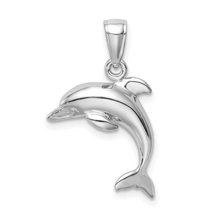 Million Charms 14K White Gold Themed Jumping Dolphin Pendant