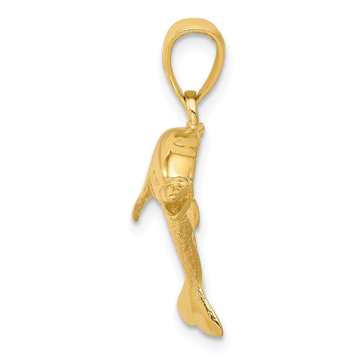 Million Charms 14K Yellow Gold Themed Jumping Dolphin Pendant