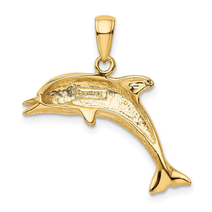 Million Charms 14K Yellow Gold Themed Jumping Dolphin Pendant