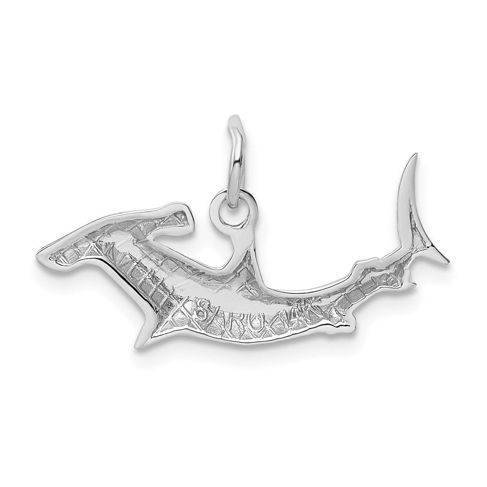 Million Charms 14K White Gold Themed Hammerhead Shark Charm