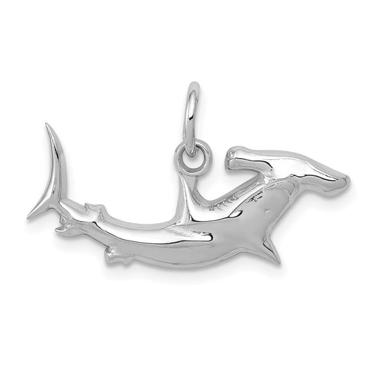Million Charms 14K White Gold Themed Hammerhead Shark Charm