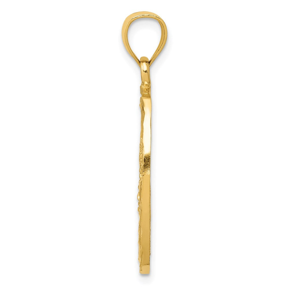 Million Charms 14K Yellow Gold Themed Dolphin, Palm Tree Pendant