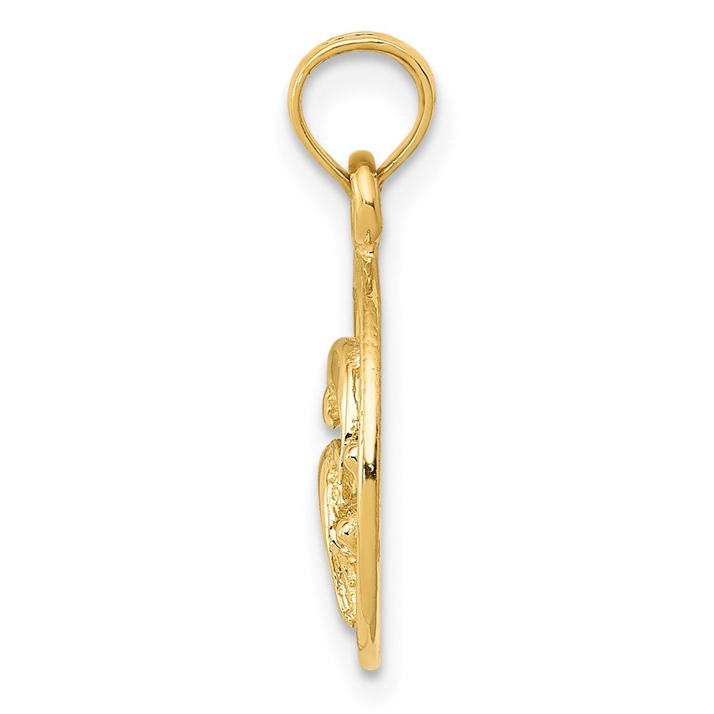 Million Charms 14K Yellow Gold Themed Double Dolphin Circle Pendant