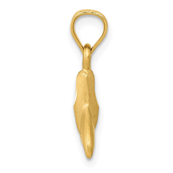 Million Charms 14K Yellow Gold Themed Whale Tail Pendant