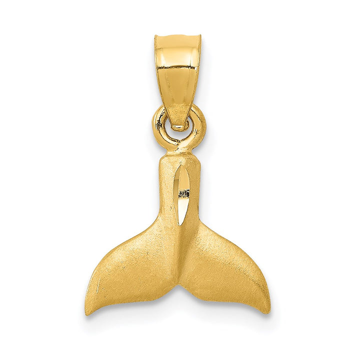 Million Charms 14K Yellow Gold Themed Whale Tail Pendant