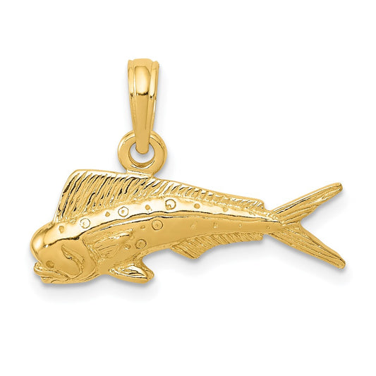 Million Charms 14K Yellow Gold Themed Mahi Mahi Fish Pendant