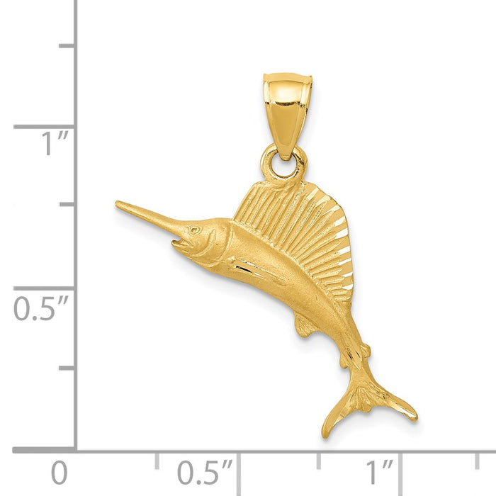 Million Charms 14K Yellow Gold Themed Sailfish Pendant