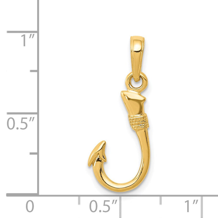 Million Charms 14K Yellow Gold Themed Yellow Gold Themed Fish Hook Pendant