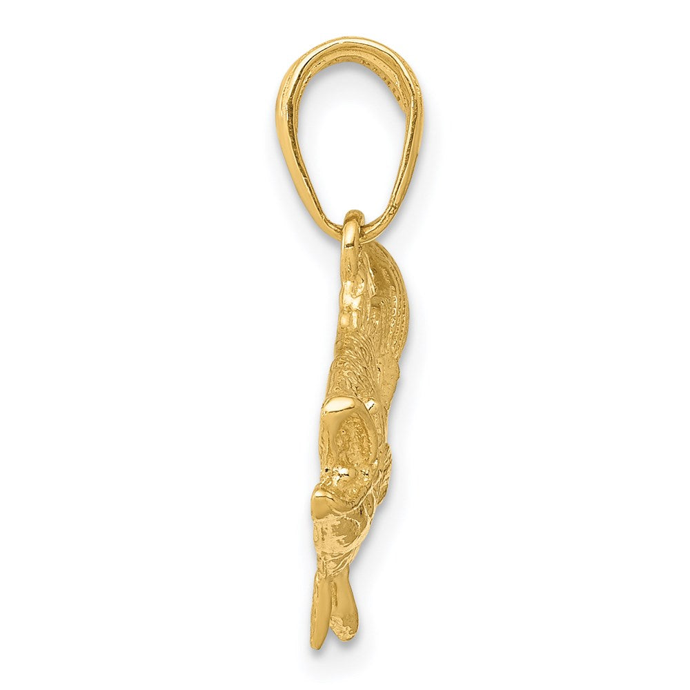 Million Charms 14K Yellow Gold Themed Open Mouthed Bass Fish Pendant