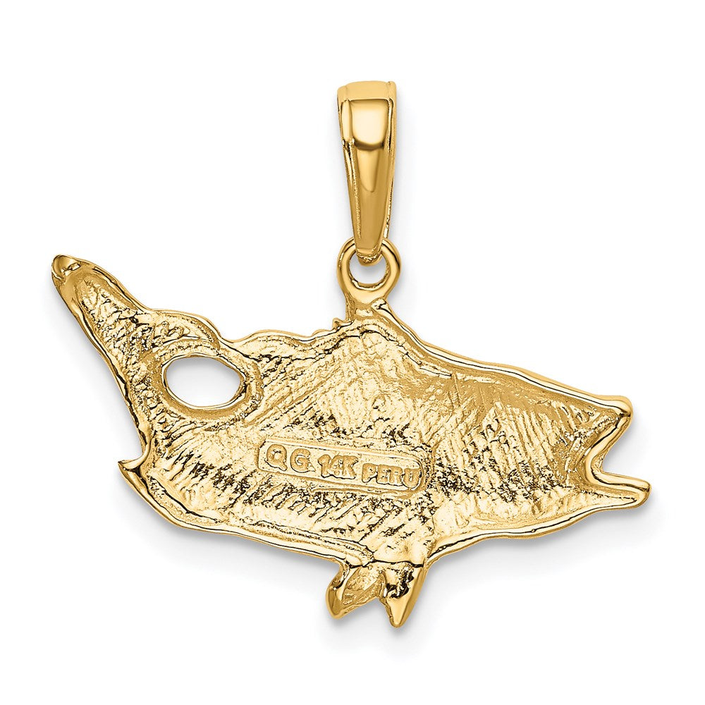 Million Charms 14K Yellow Gold Themed Open Mouthed Bass Fish Pendant