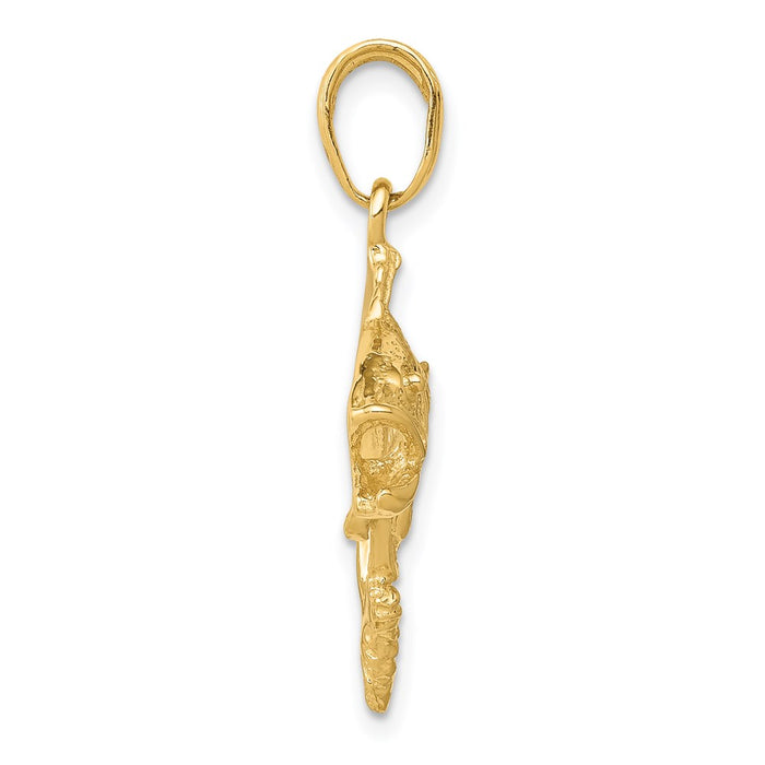 Million Charms 14K Yellow Gold Themed Jumping Bass Fish Pendant