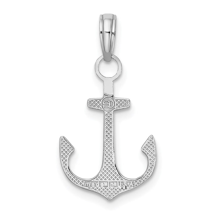 Million Charms 14K White Gold Themed 2-D Polished Nautical Anchor Charm