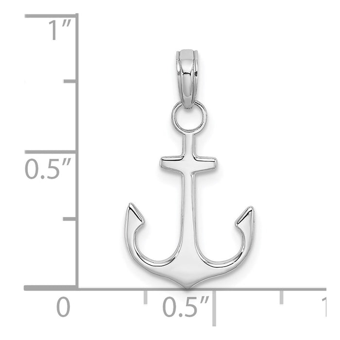 Million Charms 14K White Gold Themed 2-D Polished Nautical Anchor Charm