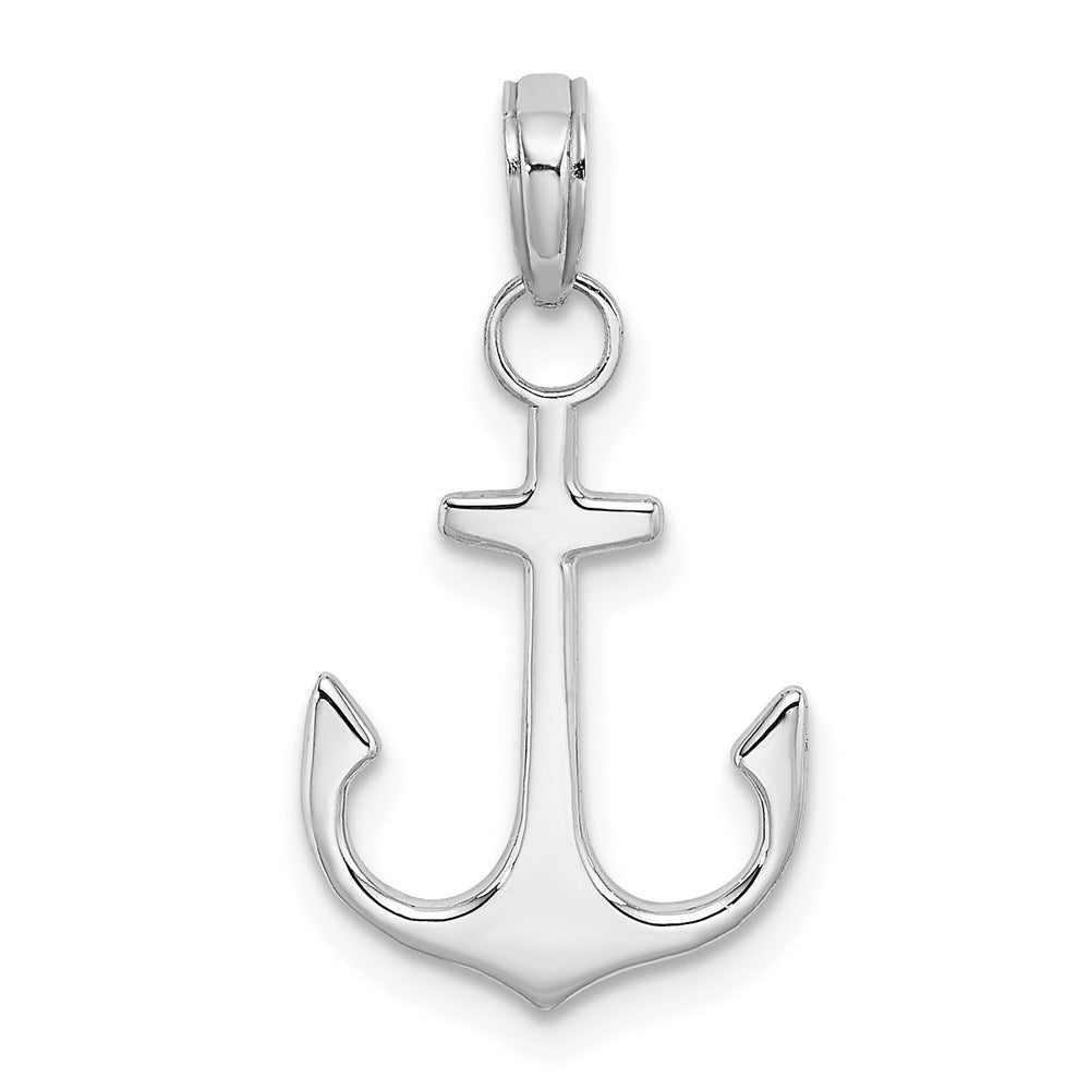 Million Charms 14K White Gold Themed 2-D Polished Nautical Anchor Charm