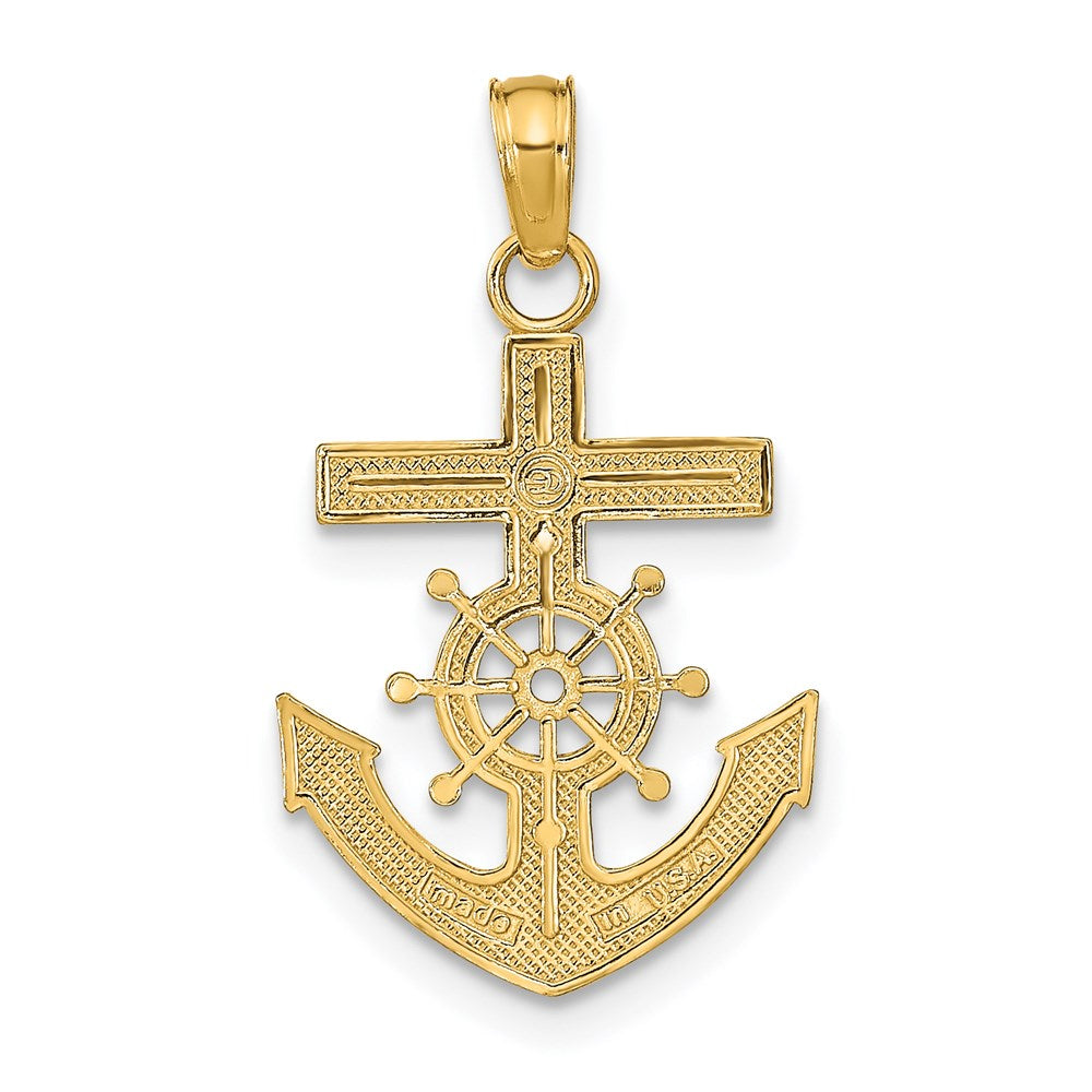 Million Charms 14K Yellow Gold Themed Mariner'S Relgious Cross Pendant