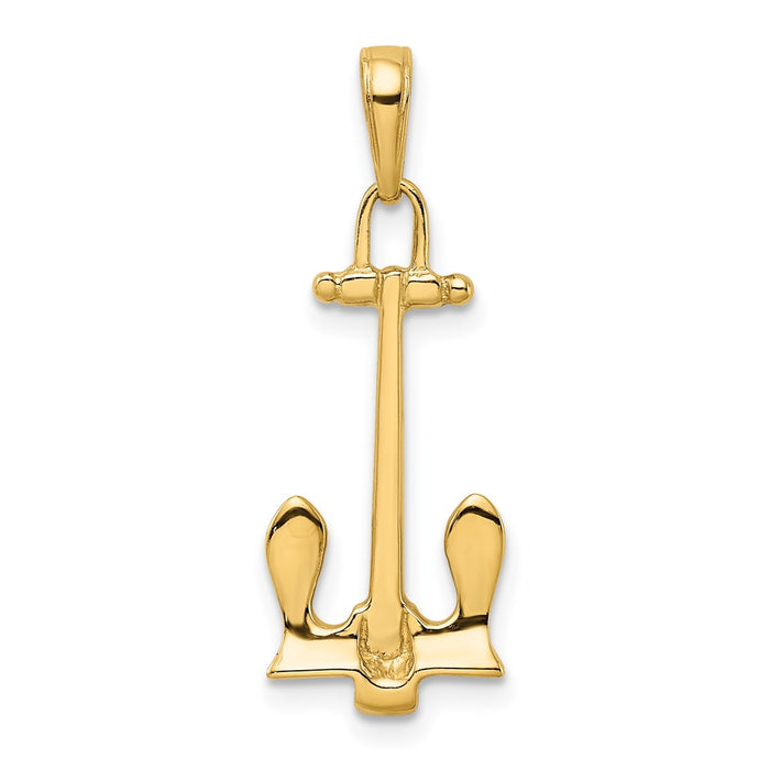 Million Charms 14K Yellow Gold Themed Navy Nautical Anchor Pendant