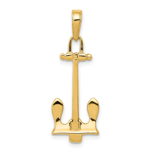 Million Charms 14K Yellow Gold Themed Navy Nautical Anchor Pendant