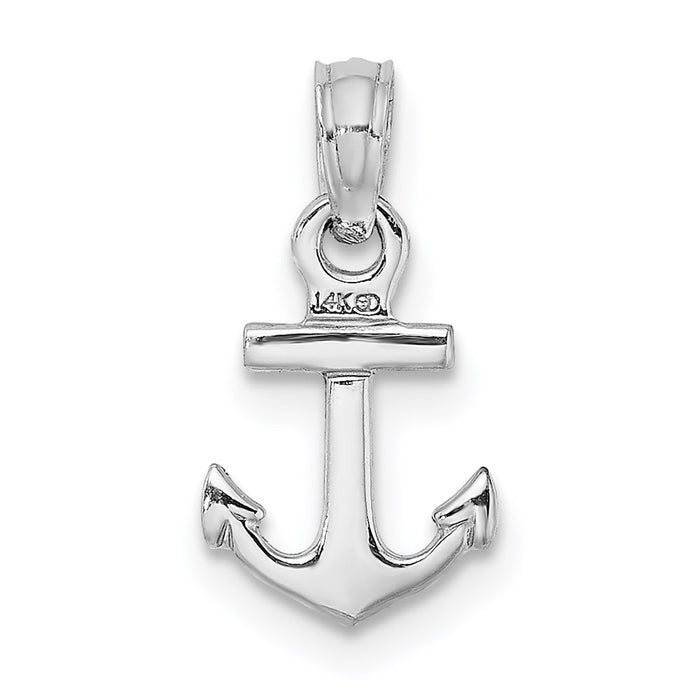 Million Charms 14K White Gold Themed Mini Nautical Anchor Pendant