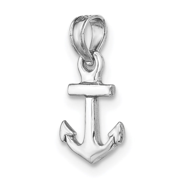 Million Charms 14K White Gold Themed Mini Nautical Anchor Pendant