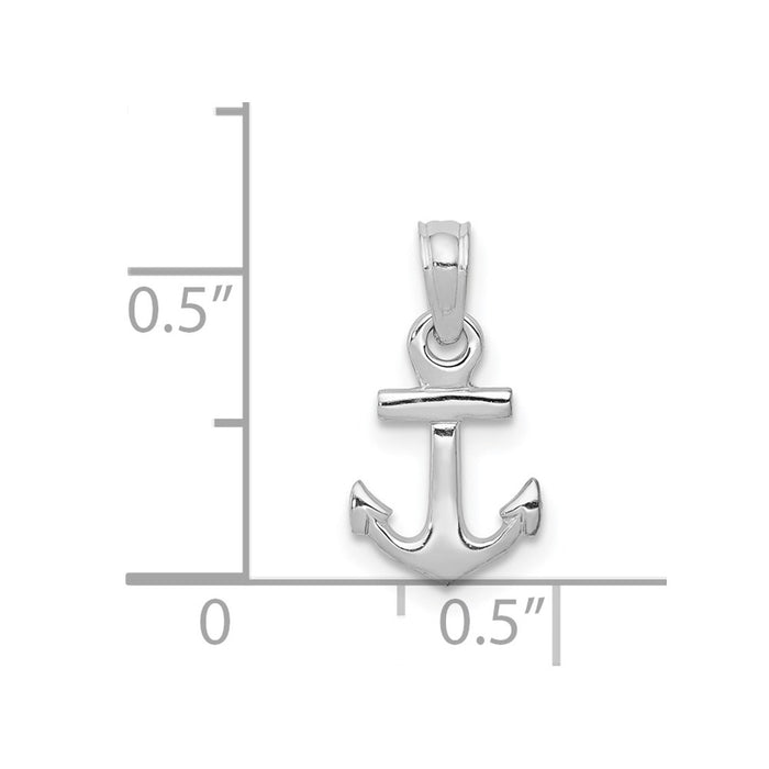 Million Charms 14K White Gold Themed Mini Nautical Anchor Pendant