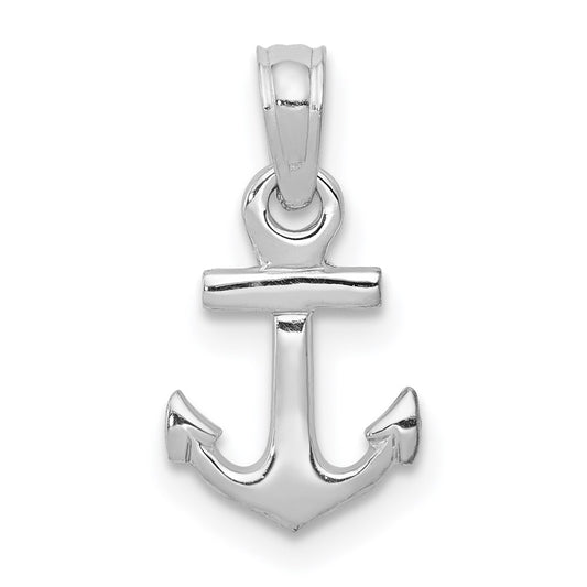 Million Charms 14K White Gold Themed Mini Nautical Anchor Pendant