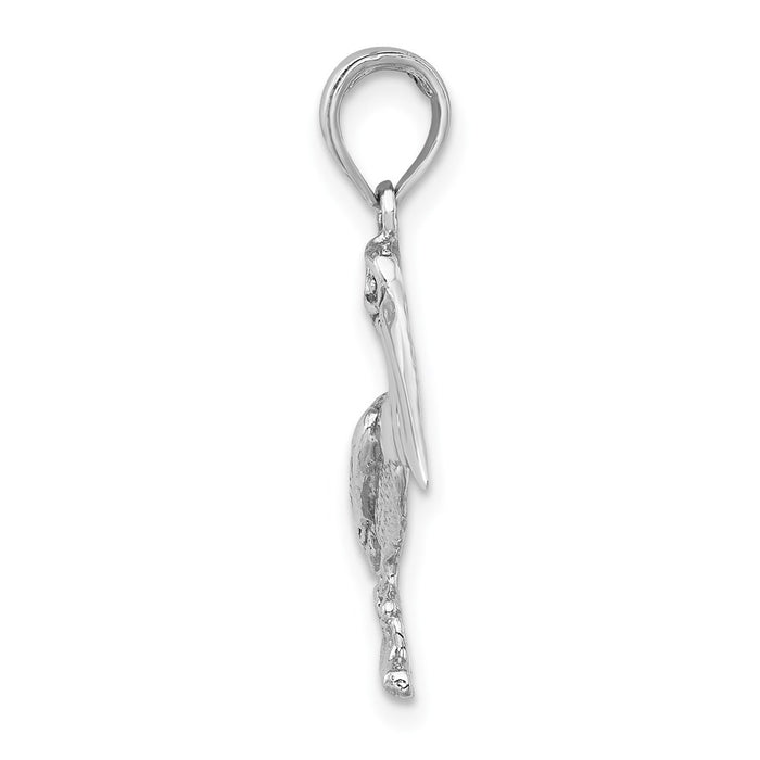 Million Charms 14K White Gold Themed 2-D Standing Pelican Charm