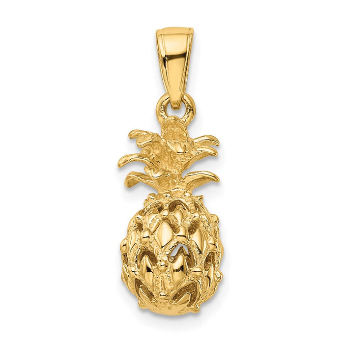 Million Charms 14K Yellow Gold Themed Pineapple Pendant