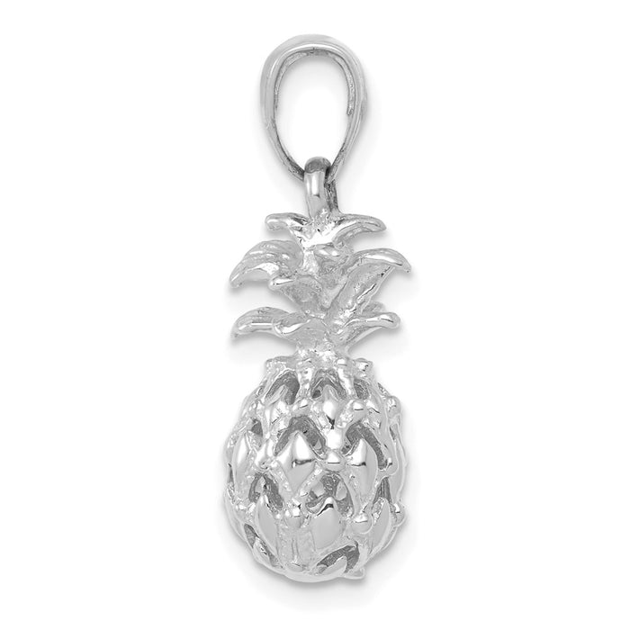 Million Charms 14K White Gold Themed Pineapple Pendant