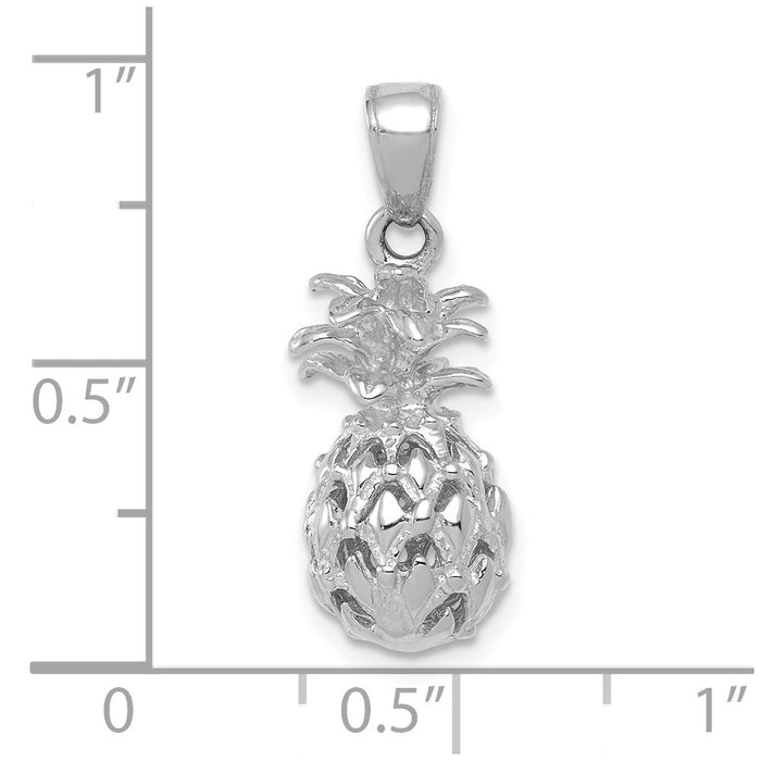 Million Charms 14K White Gold Themed Pineapple Pendant