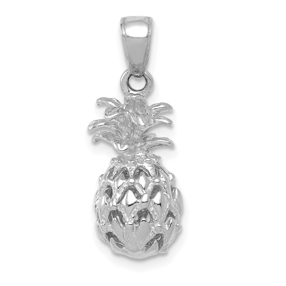 Million Charms 14K White Gold Themed Pineapple Pendant