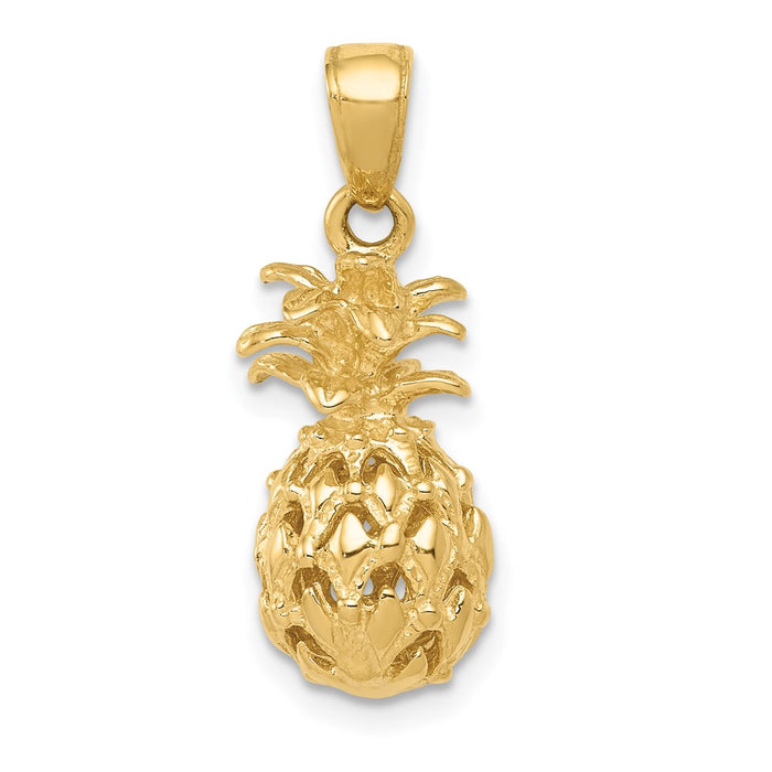 Million Charms 14K Yellow Gold Themed Pineapple Pendant