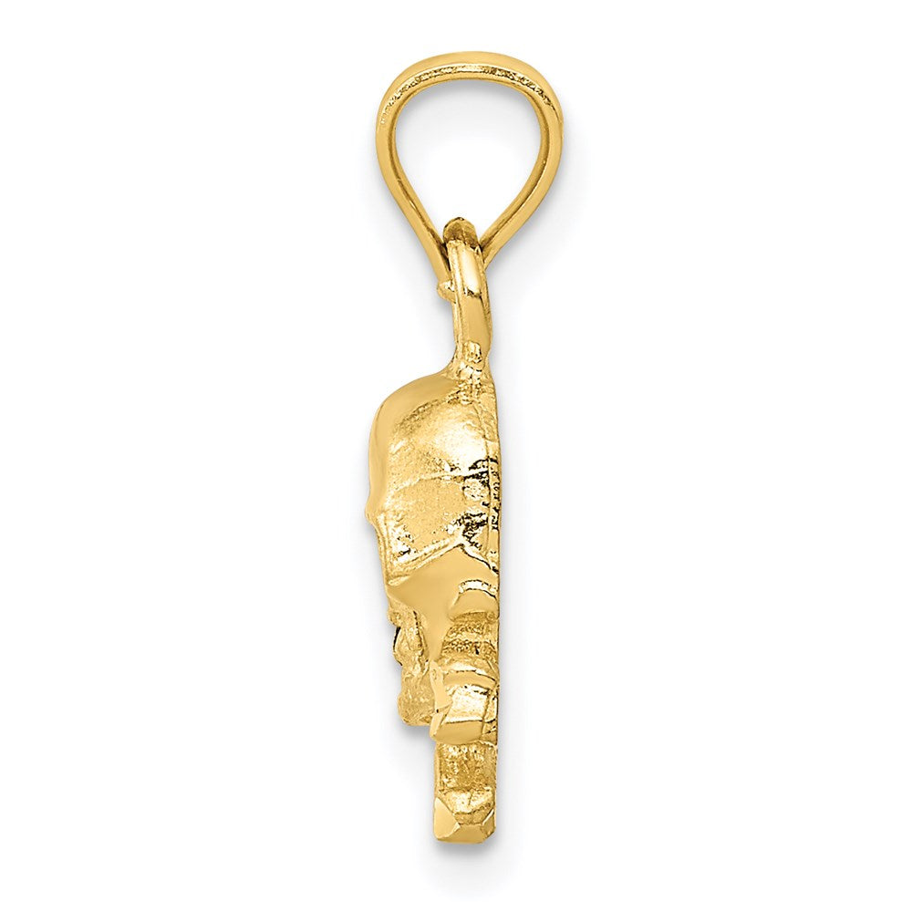 Million Charms 14K Yellow Gold Themed Skull, Relgious Cross Bones Pendant