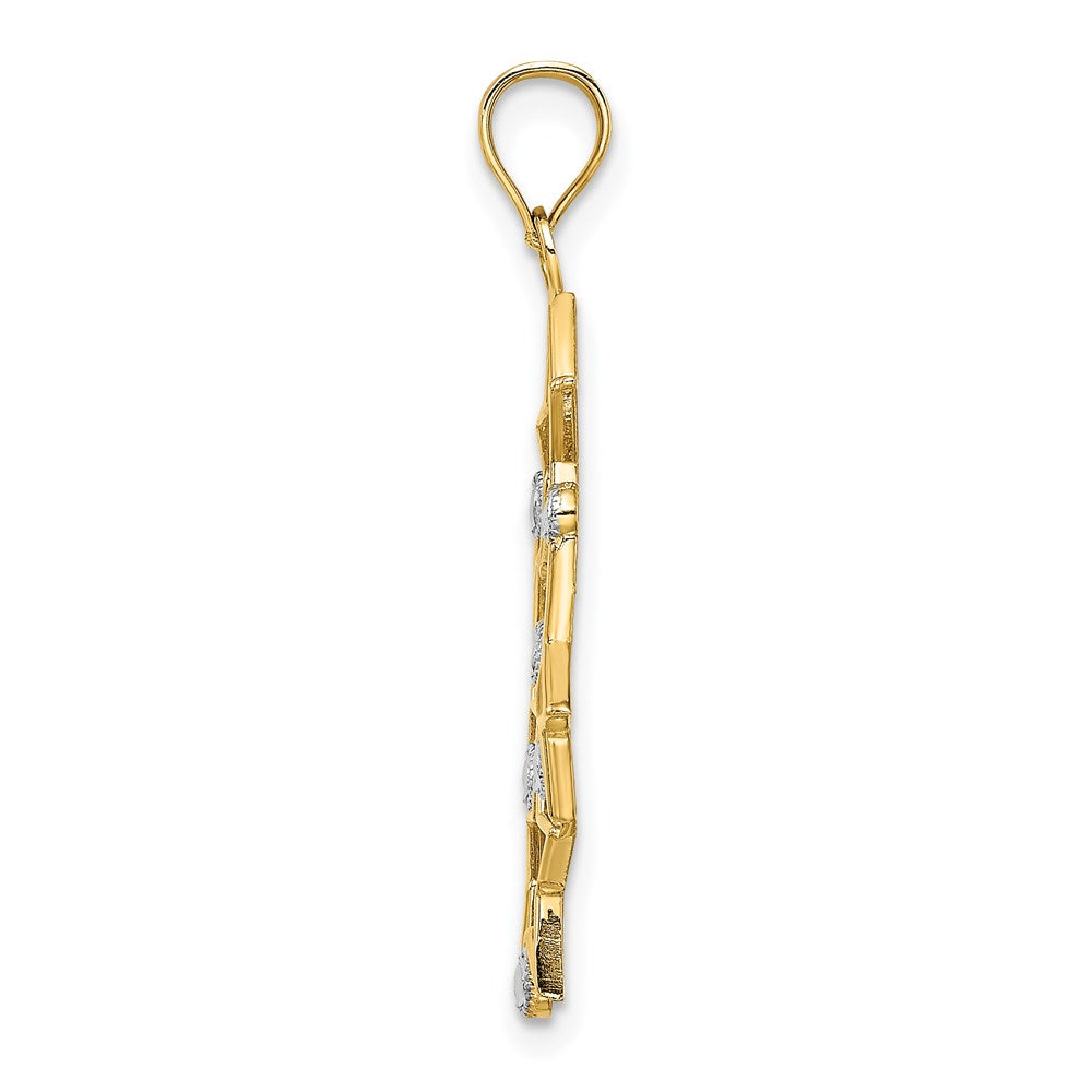 Million Charms 14K Yellow Gold Themed With Rhodium-plated Diamond-Cut Star Cluster Charm