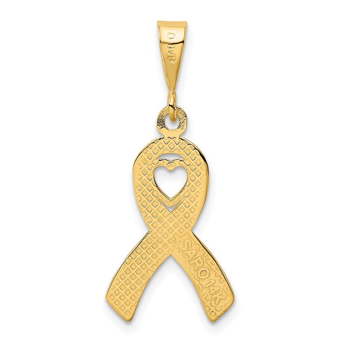 Million Charms 14K Yellow Gold Themed Heart In Awareness Pendant