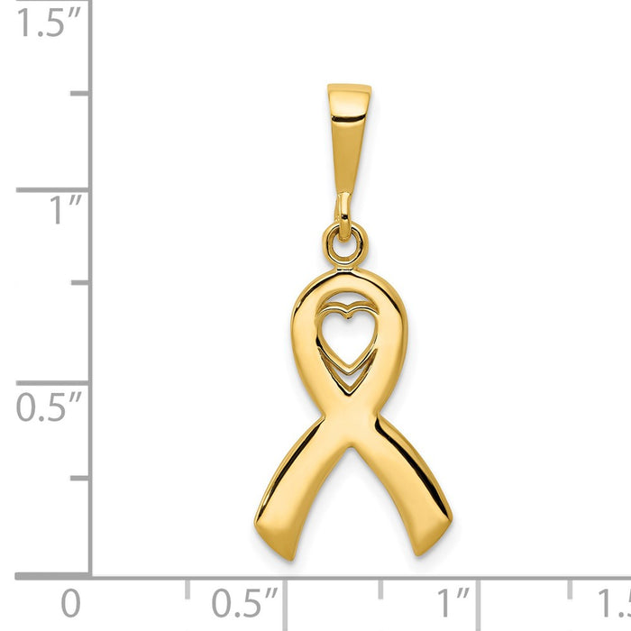 Million Charms 14K Yellow Gold Themed Heart In Awareness Pendant