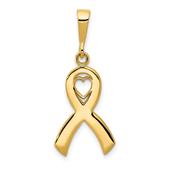 Million Charms 14K Yellow Gold Themed Heart In Awareness Pendant