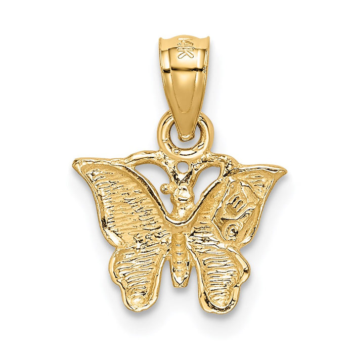 Million Charms 14K Yellow Gold Themed Diamond-Cut Butterfly Pendant