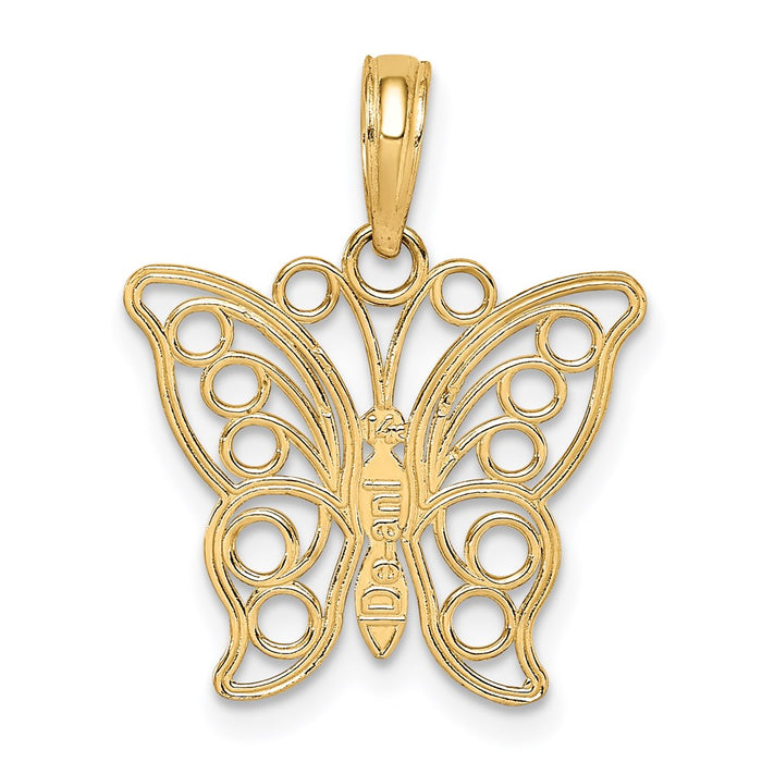 Million Charms 14K Yellow Gold Themed Cut-Out Butterfly Large Pendant