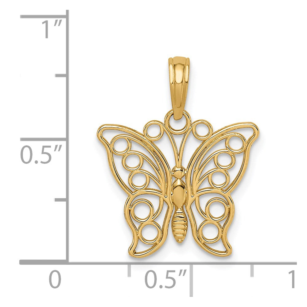 Million Charms 14K Yellow Gold Themed Cut-Out Butterfly Large Pendant