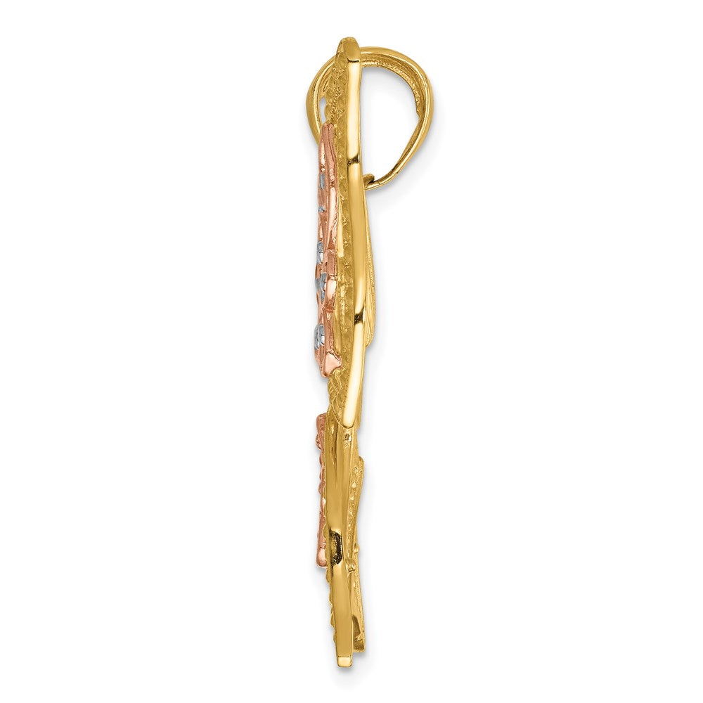 Million Charms 14K Yellow & Rose Gold Themed With Rhodium-plated Diamond-Cut Butterfly Pendant