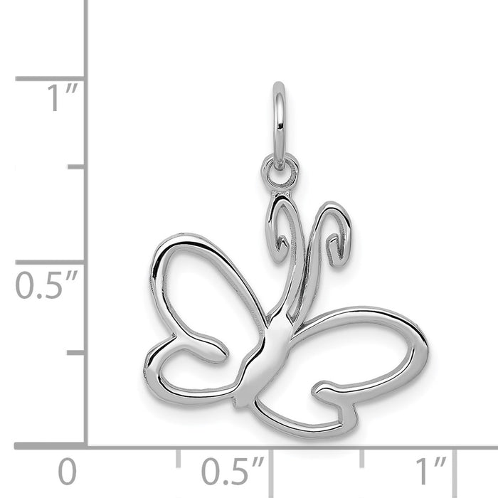 Million Charms 14K White Gold Themed Butterfly Charm