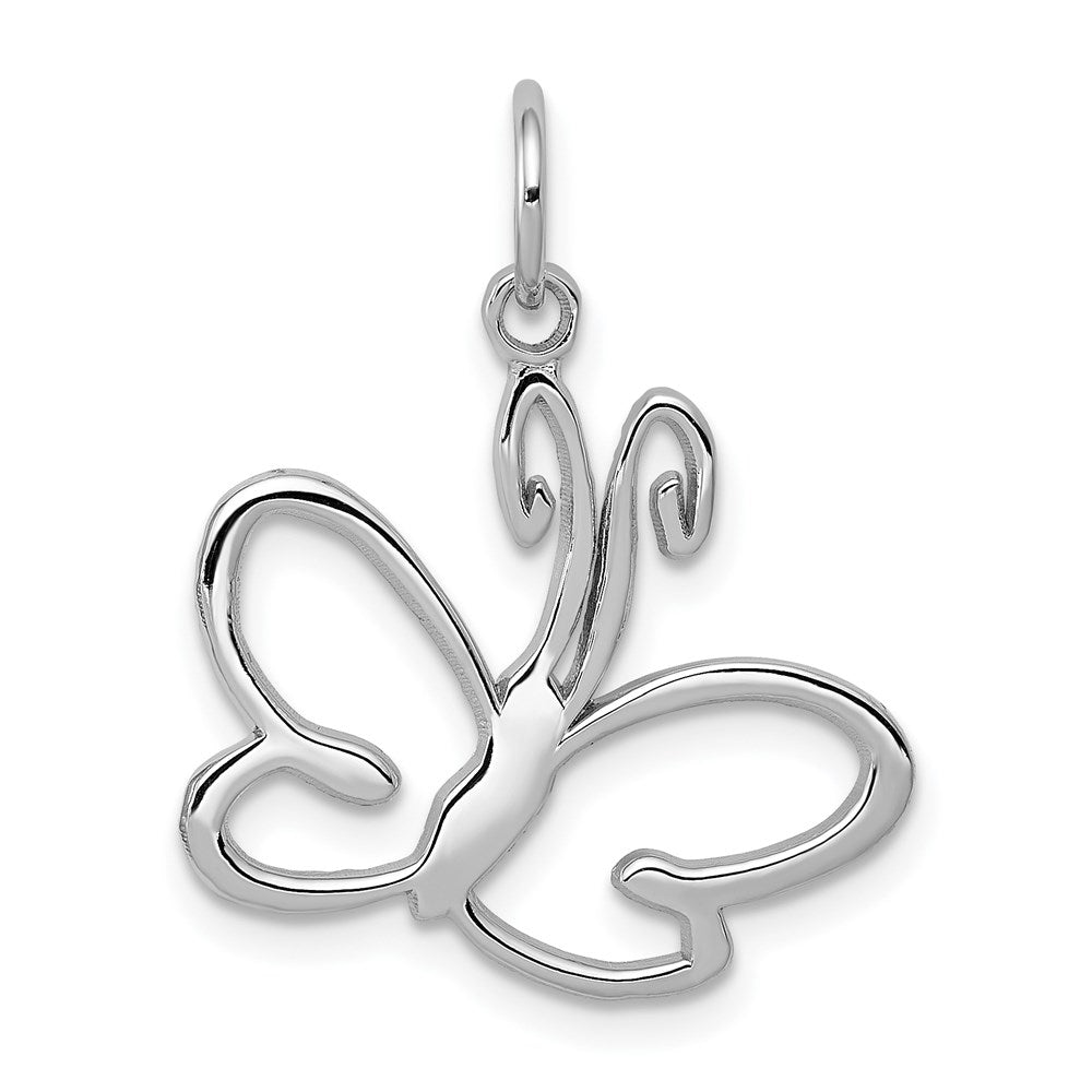 Million Charms 14K White Gold Themed Butterfly Charm