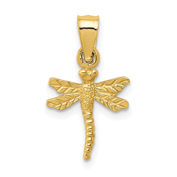 Million Charms 14K Yellow Gold Themed Dragonfly Pendant