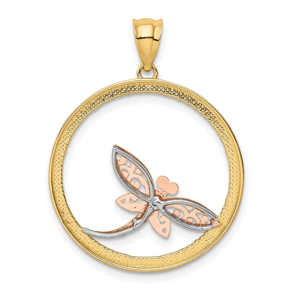 Million Charms 14K Yellow, Rose, Rhodium-plated Dragonfly Pendant