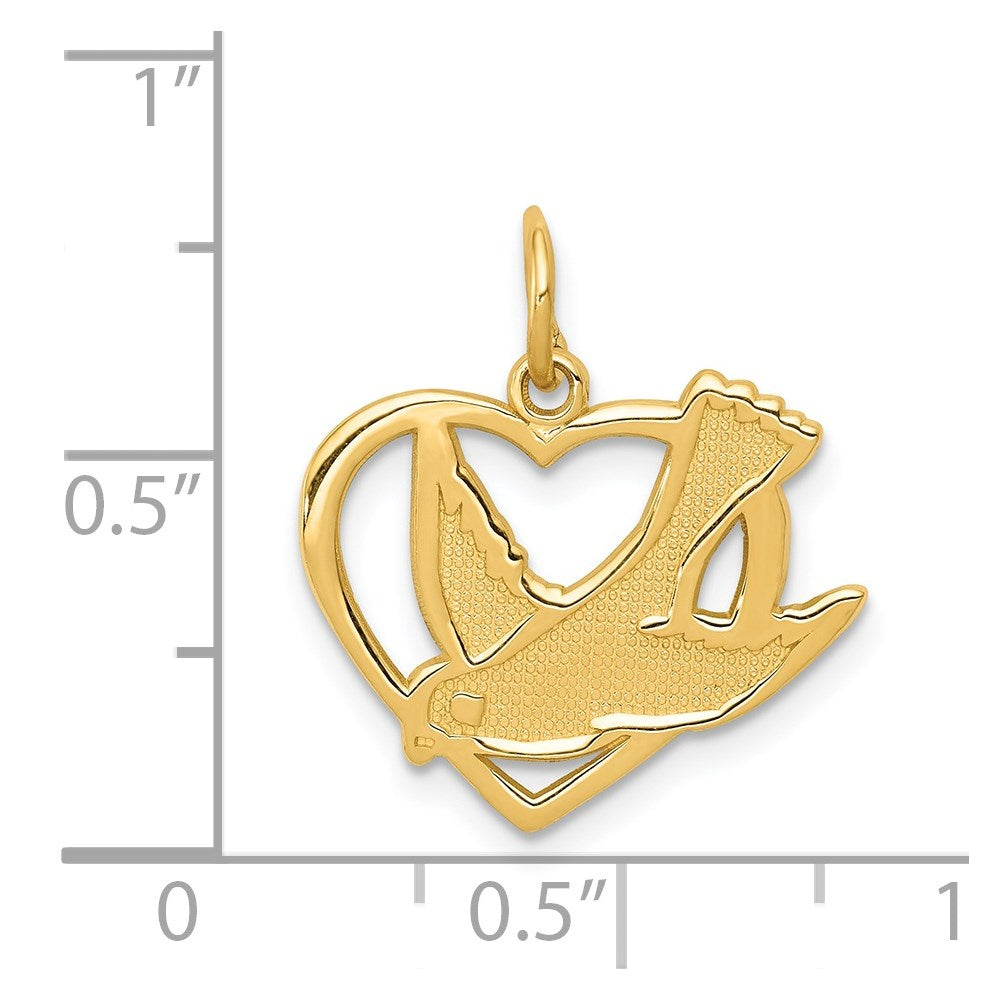 Million Charms 14K Yellow Gold Themed Peace Bird Charm