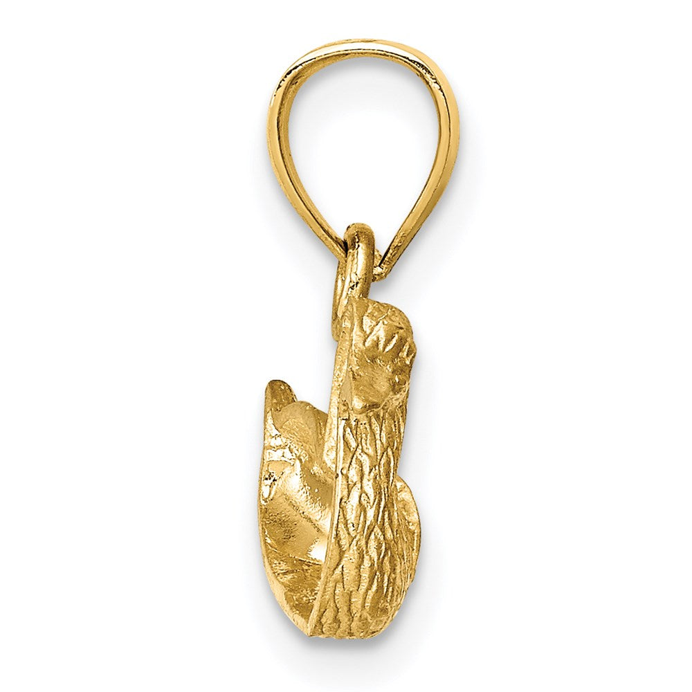 Million Charms 14K Yellow Gold Themed Diamond-Cut Duck Pendant